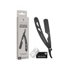 Load image into Gallery viewer, Beard Butler® Straight Razor for Men – Precision Stainless Steel Shaving Tool with 10 Double-sided Blades
