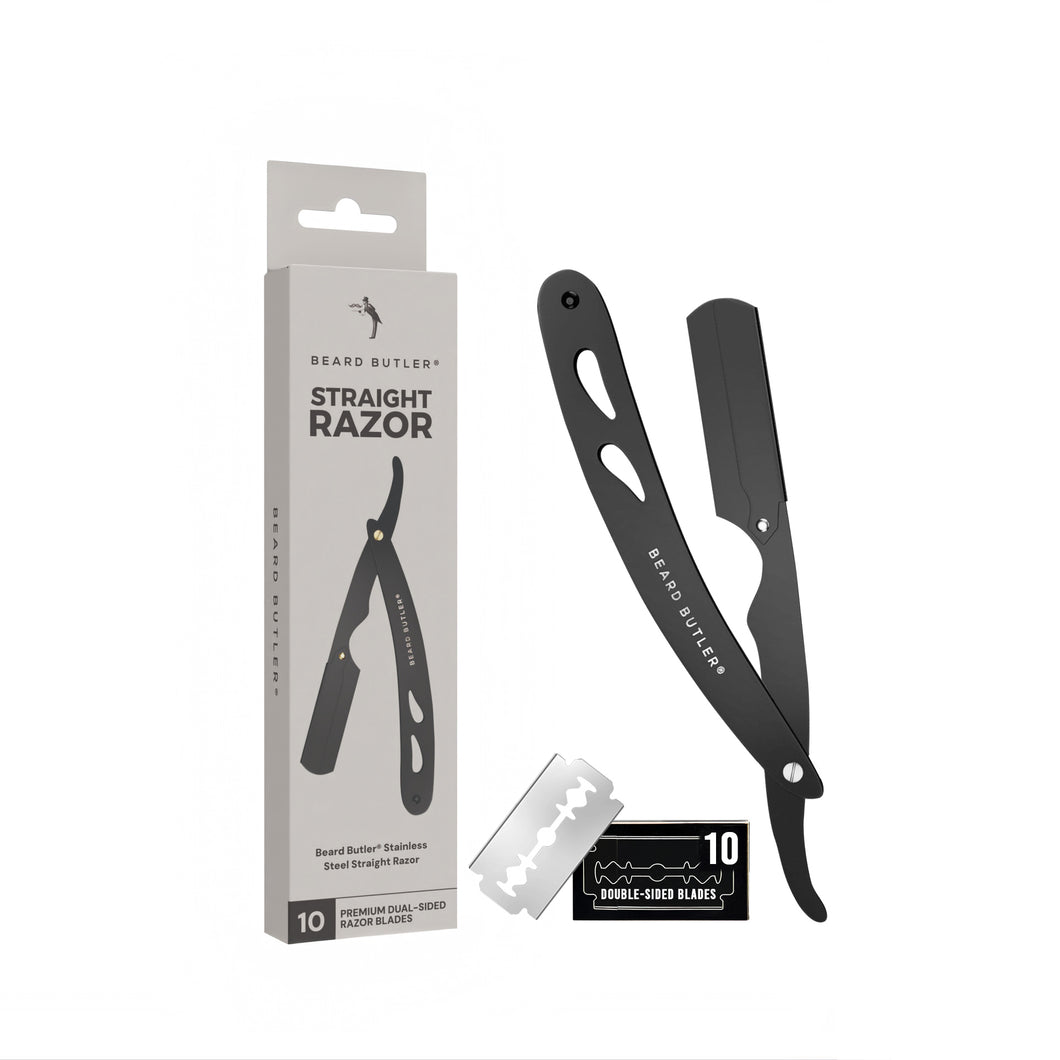 Beard Butler® Straight Razor for Men – Precision Stainless Steel Shaving Tool with 10 Double-sided Blades